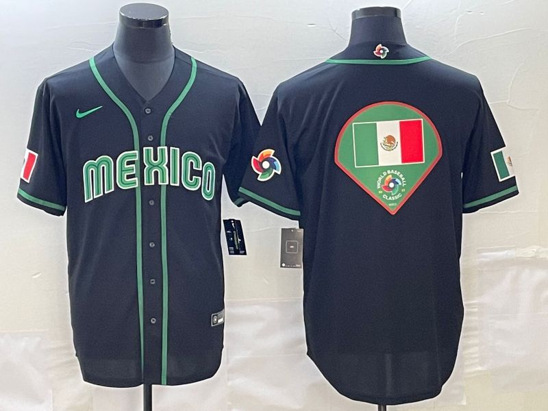 Men 2023 World Cub Mexico Blank Black Nike MLB Jersey9->more jerseys->MLB Jersey